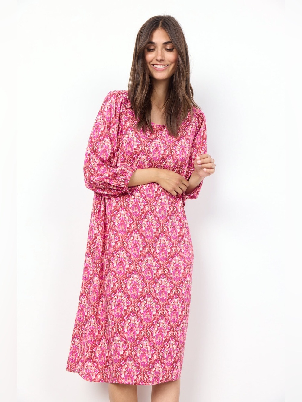 SoyaConcept Women's Pink Combi Patterned Scoop-Neck Dress Size M - Picture 10 of 11